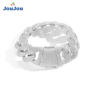 JouJou Hip-Hop 22mm Bubble Cuban Chain Bracelet for Men Real Gold Electroplated Copper Micro Inlaid Zircon Trendy Accessories in Box