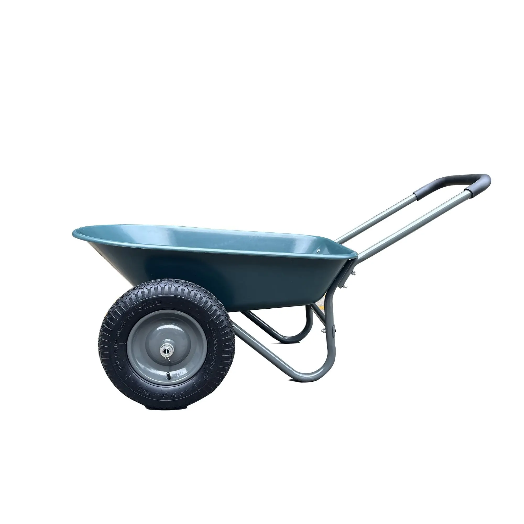 Garvee Garden Wheelbarrow Cart, Heavy-Duty Utility with Dual Wheels, Built-in Stand, Ideal for Home, Yard, and Garden - Green