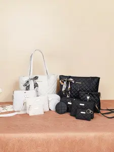 Classic Quilted Tote Bag Set, Luxurious Large Capacity Commuter Bag, Versatile Mother-In-Law Bag Combo with Crossbody Wallet