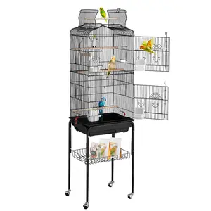 Fathersdaygift 64-in Open Top Large Parrot Bird Cage with Detachable Rolling Stand, Double Doors, Easy Setup, Swing & Perch for Parakeets, Small Quaker Conures (Bird Housing Tool Kit)dealsforyoudays
