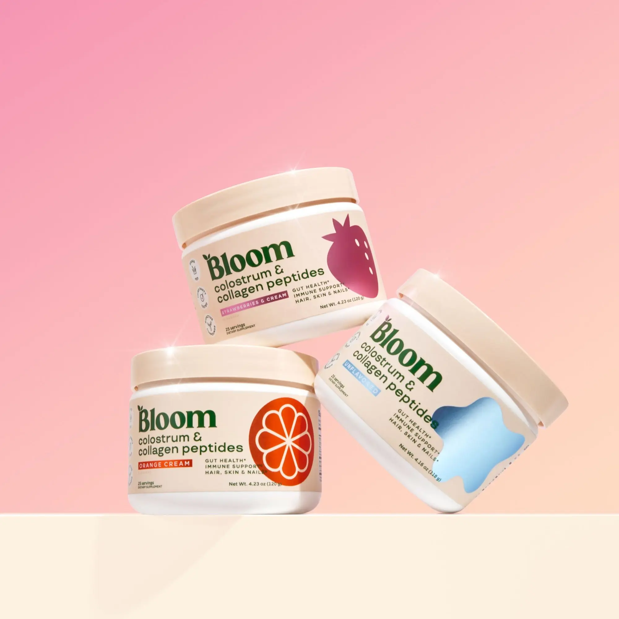 Bloom Nutrition Colostrum & Collagen Peptides Powder (25 servings)  - 3 Pack - Grass-Fed Protein Powder for Gut Health, Immune Support & Skin