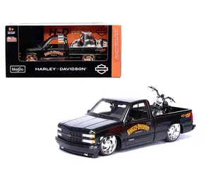 Maisto 1:24 1993 Chevy 454SS Pick-Up & 2007 XL 1200N Nightster Harley-Davidson Bike Custom Limited 1,800 pcs Black