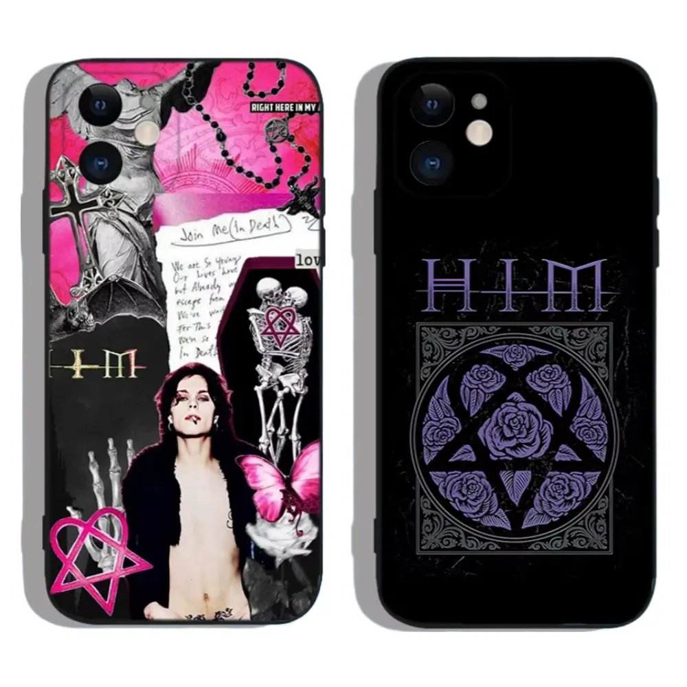 HIM Razorblade Romance Phone Cases For iPhone 17 Promax Pro Air 16 Plus 15 14 13 12 11 Soft Silicone Black Shockproof Protective Cover Gift For Birthday Christmas Halloween