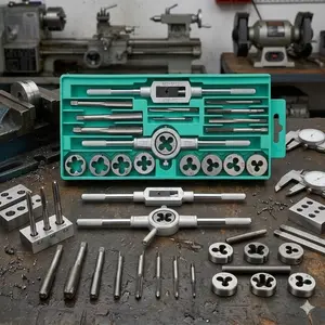 Heavy Duty Thread Repair Tap and Die Set, Manual Tapping Tools for Metal and Wood, Industrial Hand Tapping Drill, Precision Thread Repair Kit, Efficient Thread Corrector for Home and Auto Shop, Universal Pipe and Sheet Metal Drilling Equipment, DIY Tools