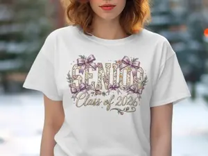 Cute Senior 2026 Lavender Bow Graduation Tee