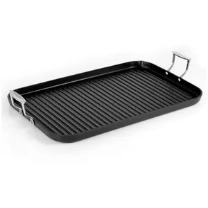 Nutrichef Hard-Anodized Nonstick Grill & Griddle Double Burner
