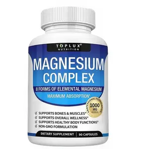 TopLux Nutrition Magnesium Complex 1000mg, 90 Capsules - 7 Chelated Elemental Sources, Malate & Taurate Magnesium Supplement for Bone, Muscle, Sleep & Immune Support for Men & Women