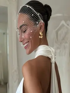 Elegant One-Piece Wedding Veil, Trailing Veil, Shiny Casual Polyester Princess Style, Perfect for Weddings, Single Party, Special Occasions