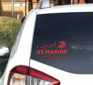Marine Corps Proud Dad - United States Armed Forces Military Family Usmc Decal Sticker Red