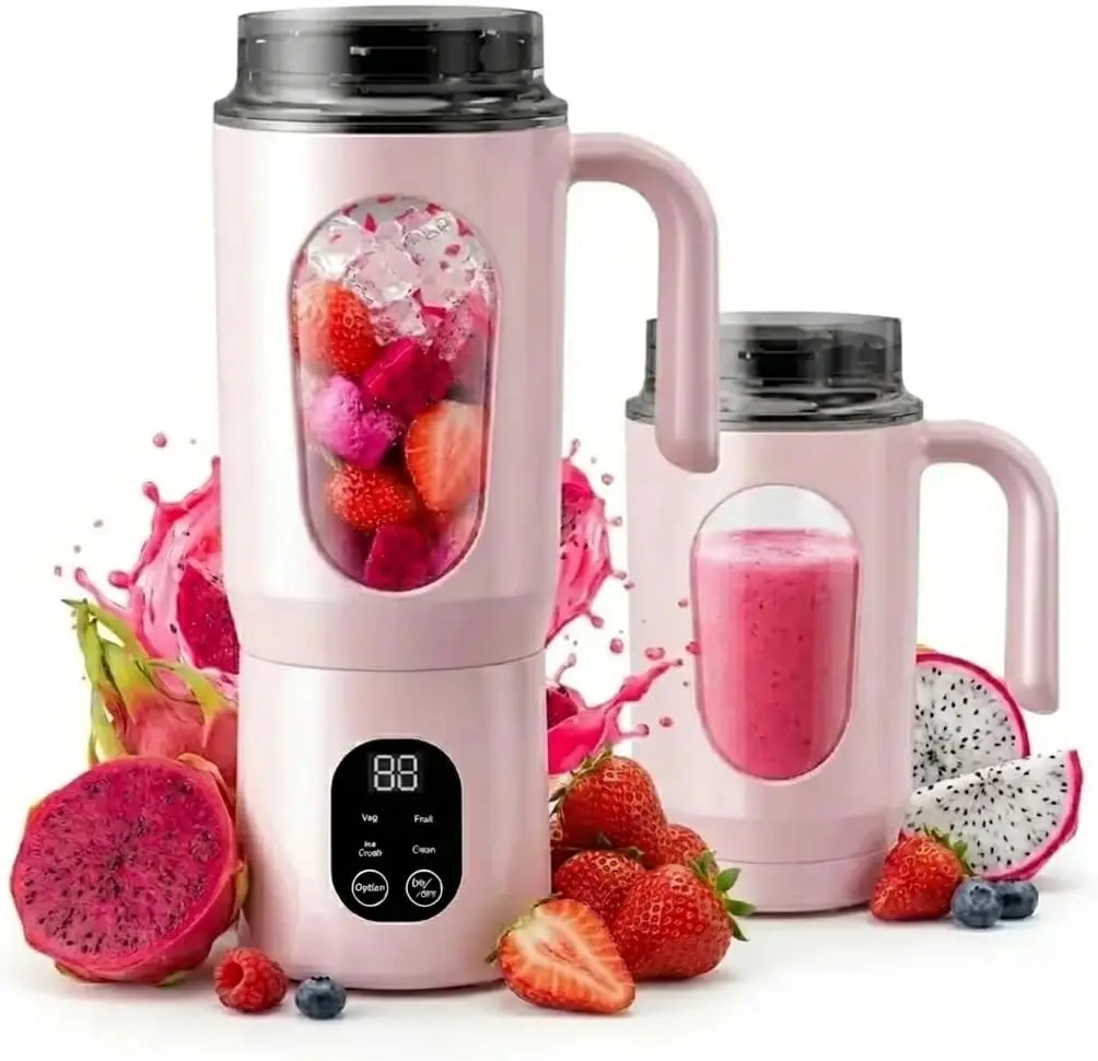 Portable Personal Blender 19.6 OZ/580 ML Juicer, USB C Rechargeable Personal Blender, Small Smoothie & Shake Maker with 12 Blades, Compact Travel Mini Juicer Cup with Extra Lid for Home, Gym