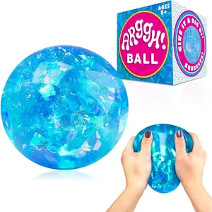 Power Your Fun Arggh Glitter Stress Ball for Adults and Kids - Medium Squishy Fidget Toy, Anti Stress Sensory Ball Squeeze Toy (Blue)