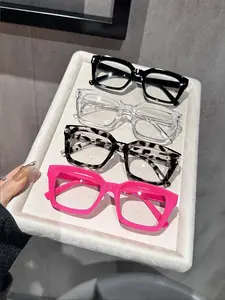 Unisex Simple Style Plain Color, Trendy Casual Stylish Square Frames Eyeglasses for Everyday Use, Fashion Accessories for Outdoor Activities