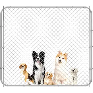 24-72" Wx48'' H Chain Link Fence Gate, Anti-Rust Galvanized Garden Fence with Gate, Adjustable Outdoor Fence Gate Kit for 2.2–6ft Openings with Round Corner Frame for Yard, Patio & Entry