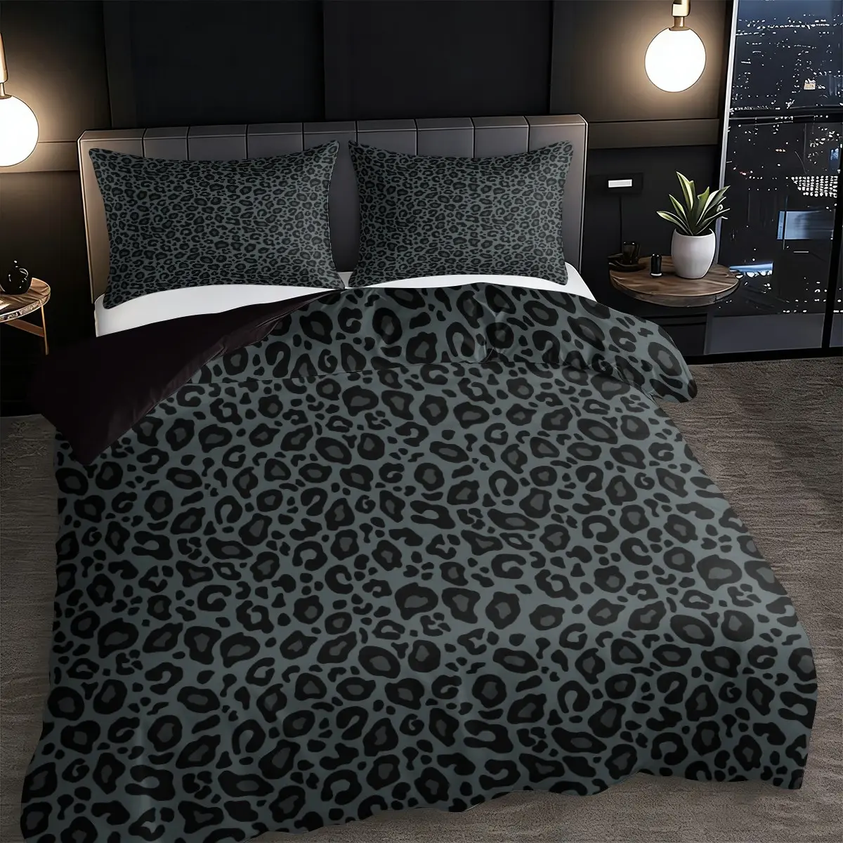 Deep Leopard Print Decorative Bedding Set, 2pcs/3pcs Duvet Cover & Pillowcase, High-Definition Floral Design, Luxurious Comfort, Home & Dorm Use, Bed Sets