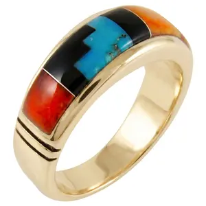 Multi Gemstone Ring GoldCopper™ R2025-GB-C03 (Unisex, Sizes 6-14)