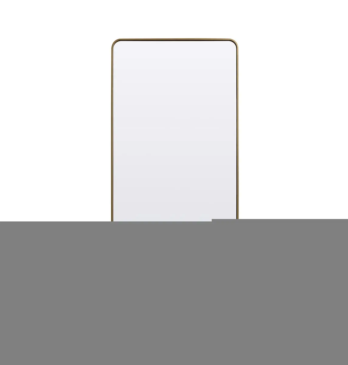 212 MAIN Evermore Series 32x72 in Flat Mirror - Vertical Hanging Soft Corner Brass Finish Metal Rectangle, Iron & MDF Build, Wall Mount, Easy Installation, Decorative Accessory for Multiple Rooms