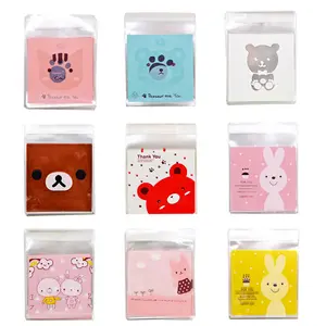 25/50count 10x10cm Cute Cartoon Gifts Bags Cookie Packaging Self-adhesive Plastic Bags For Biscuits Candy Food Cake Package