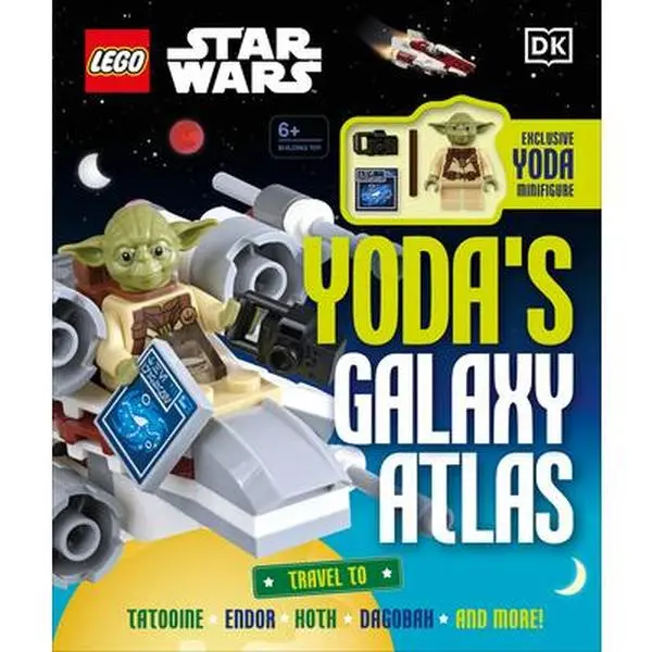 Lego Star Wars Yoda's Galaxy Atlas Fantasy & Sci-Fi Children's Book, English Mixed Media, Includes Bricks, Exclusive Yoda Minifigure & 4 Accessories, 9in H x 7.5in L x 1in W - Simon Hugo