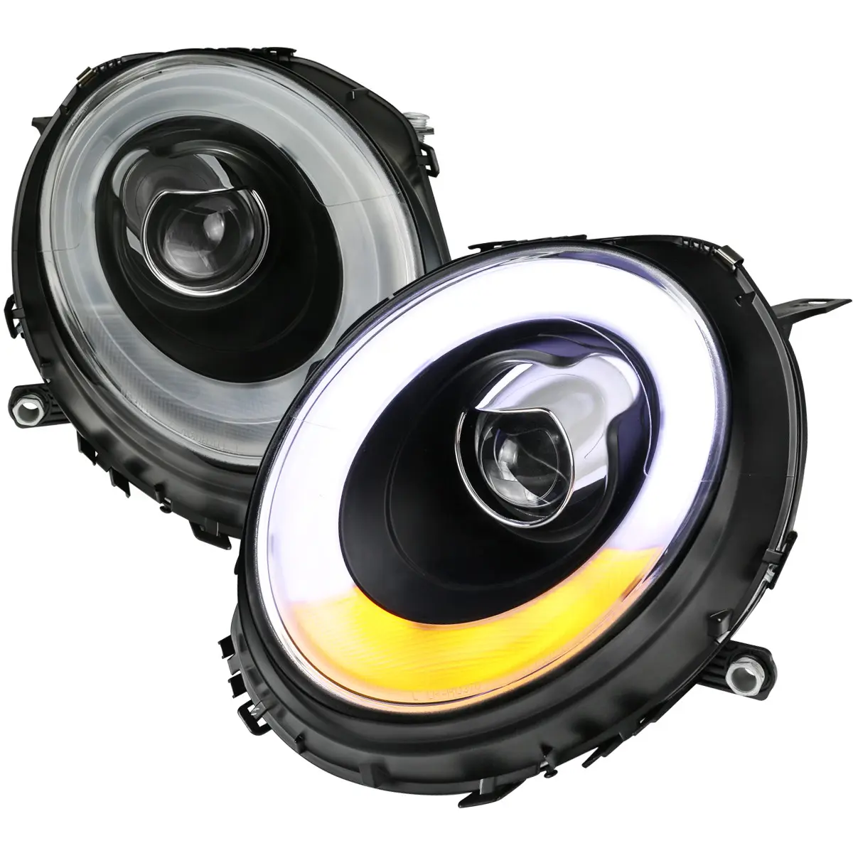 2007-2015 Mini Cooper R55 R56 R57 R58 R59 Projector  Headlights w/ LED Turn Signal Lights (Matte Black Housing/Clear Lens)