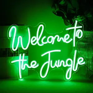 Welcome To The Jungle Neon Sign, USB Powered LED Neon Light, Wall Mounted Neon Sign for Home Living Room Bedroom Decor, Home Decor