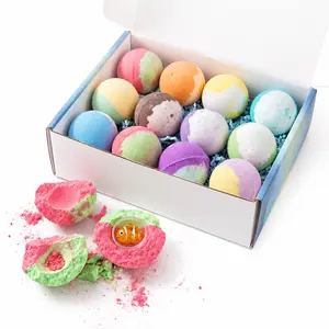 12 Pack Kids' Ocean Collection Bath Bomb Gift Set - 2-Color Fizzy Surprise Bath Treats for Treasure Hunt Fun