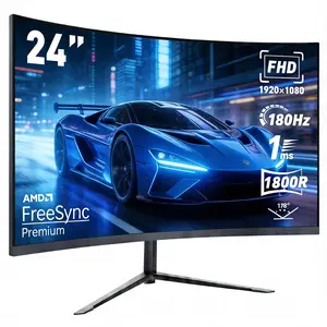 New 24” Curved Gaming Monitor Full HD 1080P – 180Hz, 1ms Response, AMD FreeSync, Ultra-Slim Design, HDMI & DisplayPort, VESA Mount | Black Friday