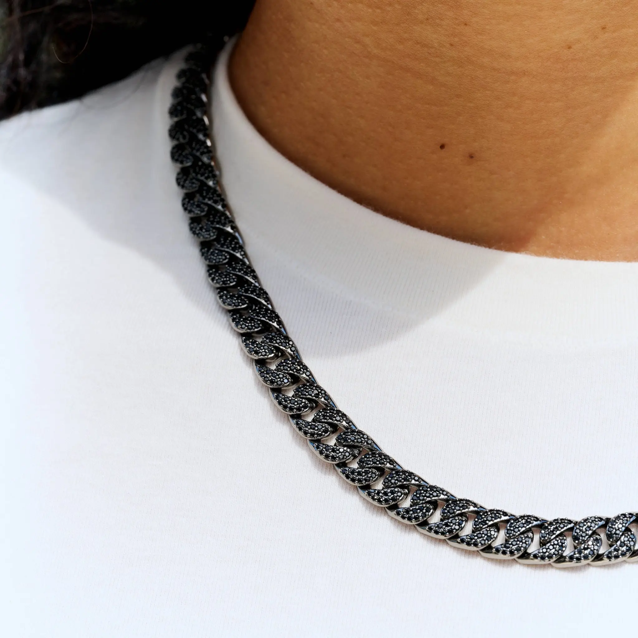 GLD Iced Cuban Necklace in Black,  Handset Stones, Lifetime Guarantee, Perfect Gift - 8.5mm #TikTokShopBackToSchool
