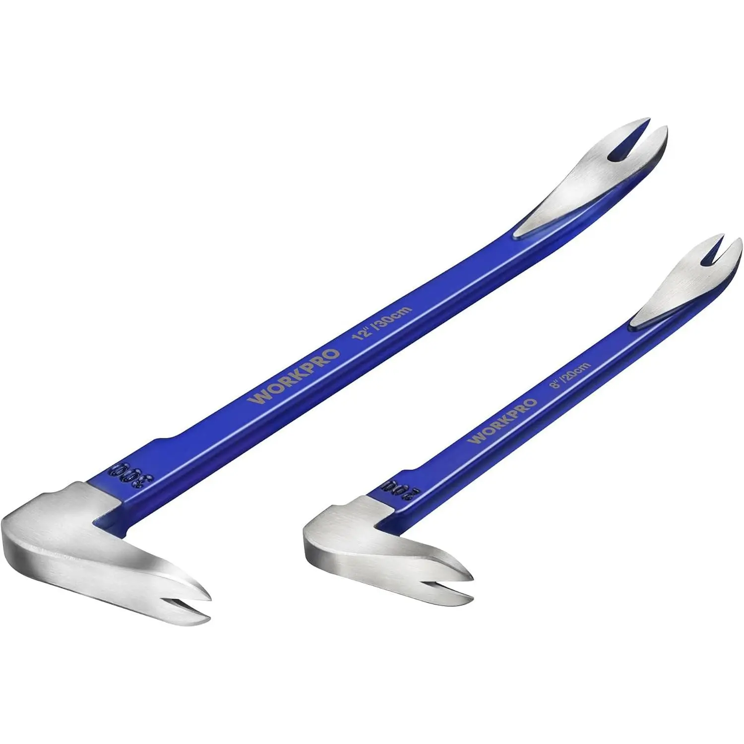 2-Piece High Hardness Carbon Steel Nail Puller Set - 12" Pry Bar, 8" Mini Crowbar, Cats Paw Claw Remover, Hex Shaft, 180g, for Kitchen Remodel, Baseboard Prying, Narrow Spaces, Removing Nails