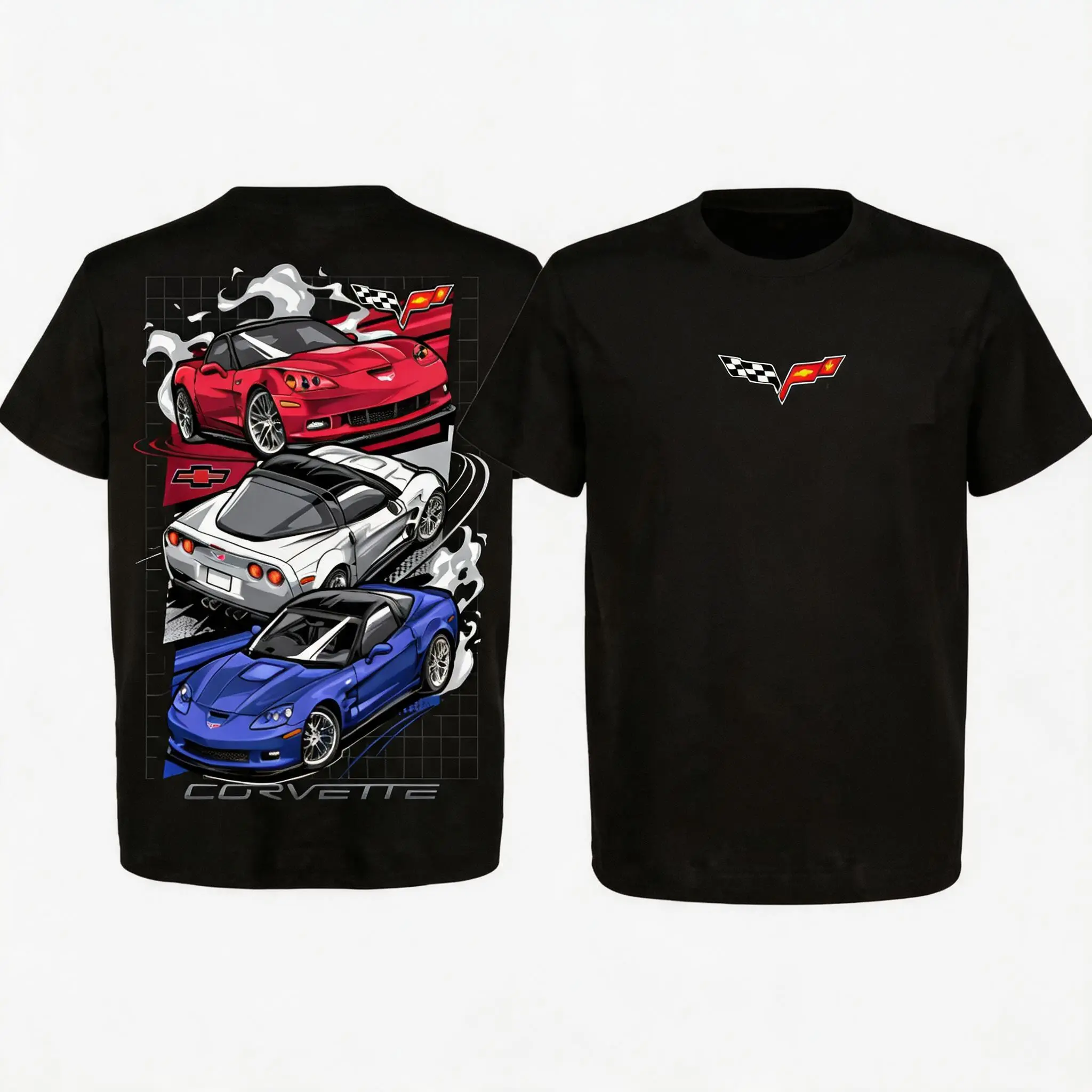 Corvette C6 T-Shirt – American Muscle Sports Car Graphic Tee, Cotton Streetwear Menswear, Womenswear,US sizes S-3XL,100% cotton,lightweight and breathable,soft and comfortable