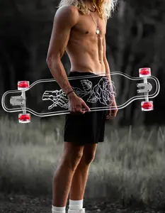 Ghost Long Board Skeleton Rose LED Skateboard - 40" Longboard for All Ages