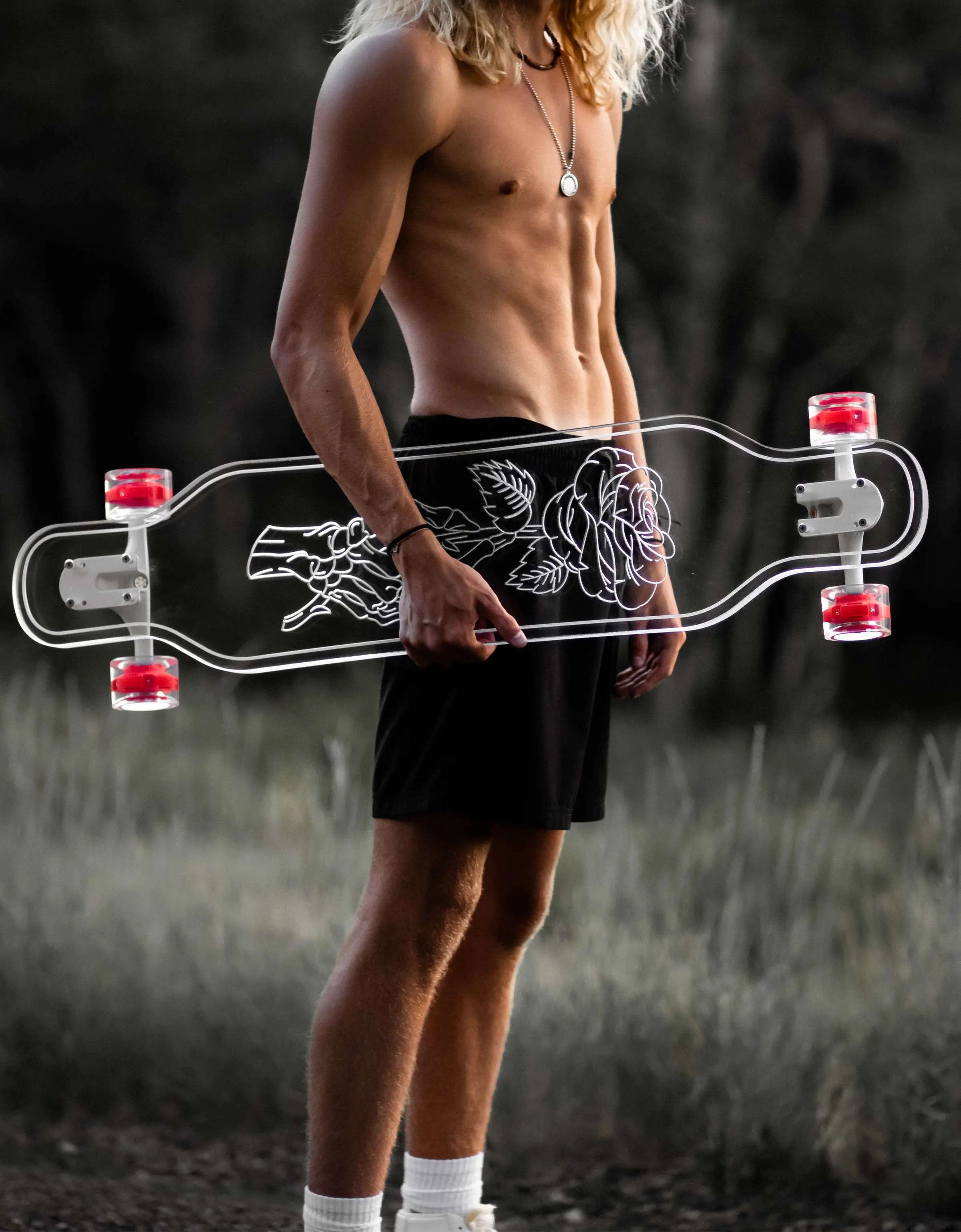 Ghost Boards Skeleton Rose Longboard LED skateboard
