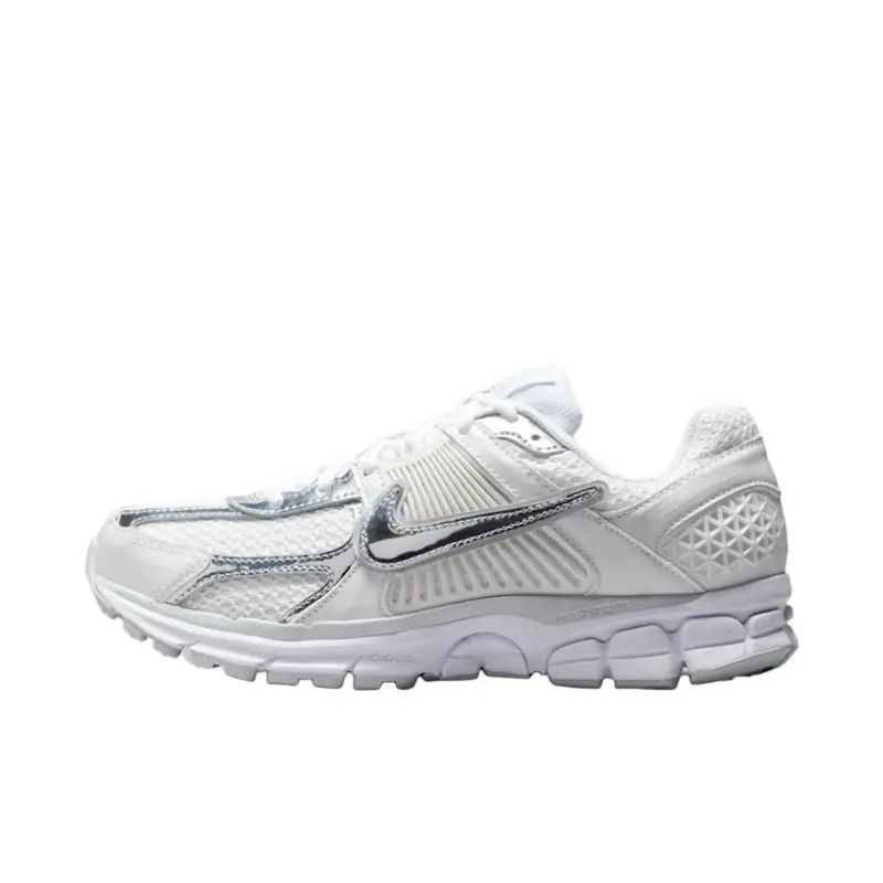 NIKE Women's Zoom Vomero 5 Casual Running Shoes, Leather & Mesh with Metallic Chrome Toe and Zoom Air for Daily Comfort, Running Fitness Footwear
