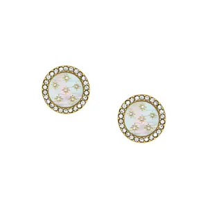 Fossil Women's Merrit Northlight Collection Gold-Tone Stainless Steel Stud Earrings