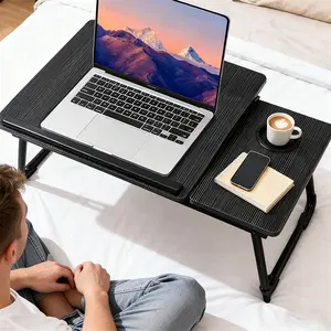 Foldable Lap Desk for Bed & Couch - Portable Laptop Stand with Cup Holder Adjustable Tilt