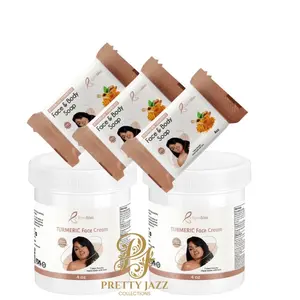 BYENBLAN 5 Piece Body Care Pack with Turmeric Brightening Moisturizer and Face & Body Soap for Hypopigmentation Relief
