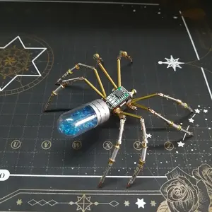 Complete Kit 3D Metal Steampunk Mechanical Spider Model DIY Assembly with Manual Tools Mechanical Moving Parts Challenging 3D Puzzle Desktop Decoration