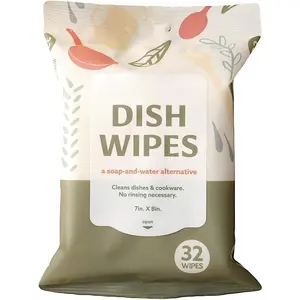 Dish Wipes | 100% Biodegradable Pre-Moistened Food-Safe Camp Kitchen Wipes | A Soap-and-Water Alternative