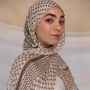 Palestinian Scarf, Keffiyeh Style Headscarf, Printed, Chiffon Material, Women's Muslim Headscarf, Long Shawl, 180 x 70 cm fashion accessory