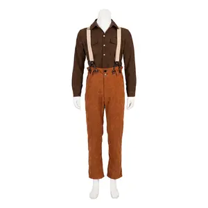Movie-inspired role-playing costume, men's brown shirt and pants set, Halloween carnival party costume