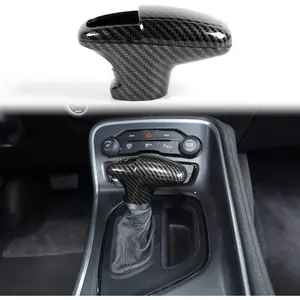 for Challenger Charger ABS Carbon Fiber Gear Shift Shifter Knobs Cover Trim for 2015-2025+ Dodge Challenger Charger 2018-2025+ Durango Interior Accessories 3pcs