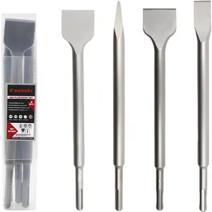 SDS Plus Masonry Chisel Set – 4-Piece Chisel Bits for – Includes Flat, Pointed & Tile Chisel – Concrete, Tile Removal Tool