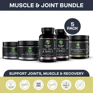 My Vida Origins Muscle & Joint Bundle – 2 Pure Organic Sulfur Granules + 2 Hair, Skin & Nails + 1 Electrolyte Powder with Potassium – Supports Joint Flexibility, Muscle Recovery, Collagen Production & Hydration – Vegan, Non-GMO Supplement Fitness