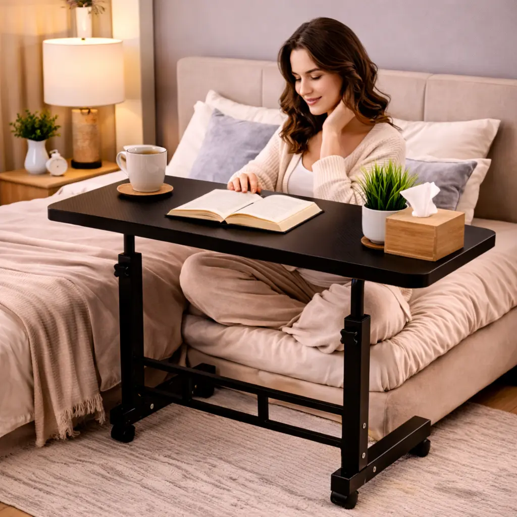 Mobile Adjustable Height Computer Desk with Wheels, Bedside Laptop Table, Sofa Side Coffee Table for Bedroom, Dormitory, Office Mobile Adjustable Height Computer Desk with Wheels, Bedside Laptop Table, Sofa Side Coffee Table for Bedroom, Dormitory, Office