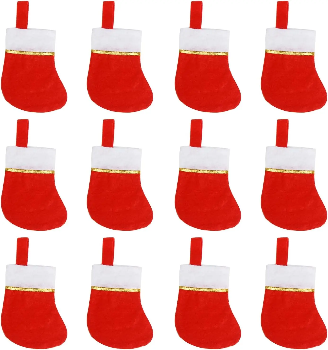 24pcs Mini Christmas Stockings,Red Felt Christmas Stockings Socks Tableware Holder for Christmas Tree Fireplace Table Home Decoration