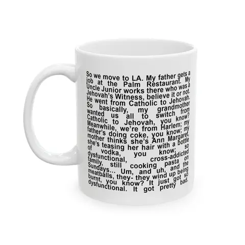 Funny Long Quote Coffee Mug, Sarcastic Storytime Text Cup, Dark Humor Conversation Mug, Viral Meme Style Ceramic Mug, Talkative Morning Coffee Gift
