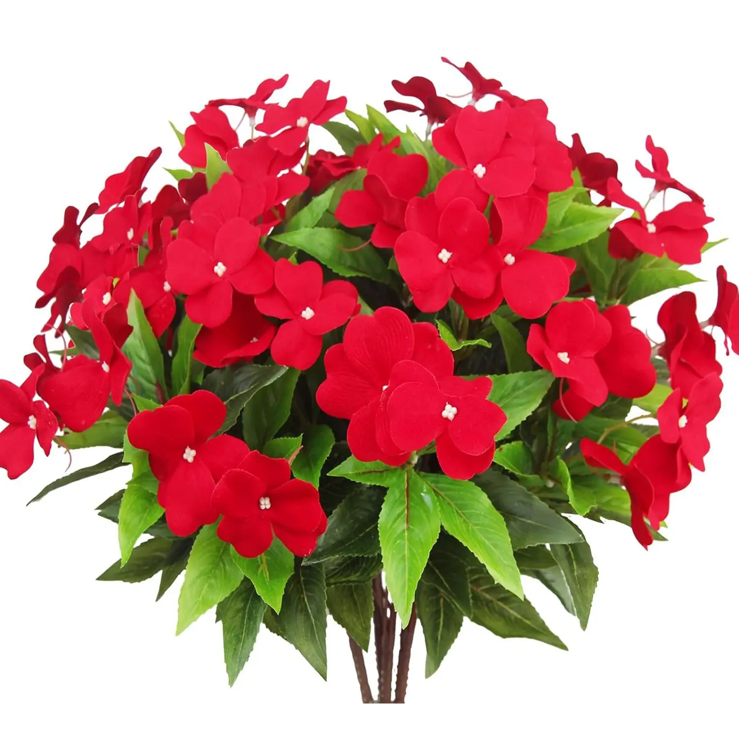 Artificial Flowers for Outdoor, Artificial Flower Decorations, Artificial Decorative Flowers, Artificial Impatiens Bouquet Flowers, Spring Flowers Artificial Impatiens Outdoor Silk Fake Flowers Indoor Decor, Artificial Flower Plant 4PCS (Mulit Color)