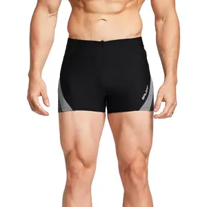 BALEAF Mens Square Leg Swim Jammers Athletic Durable Splice Swimsuit Quick Dry Swimwear for Lap Swimming Pool Workout and Team Training