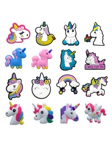 16 Pieces Unicorn Shoe Charms For Bubble Slides Clogs Sandals,PVC Shoe Decorations Accessories Buckle For Christmas Birthday Gifts