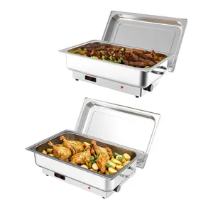GAOMON 2 Pack Electric Chafing Dish Buffet Set, 9QT Food Servers and Warmers, Stainless Steel Commercial Catering Food Warmers with Temperature Control Display for Weddings, Parties and Festivals
