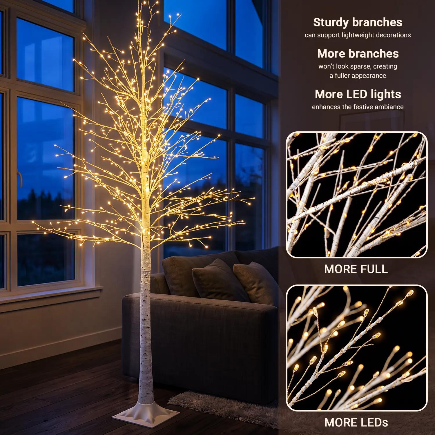 Artificial Enchanting Birch Tree with 1440 LED Lights, Twinkle Light White Christmas Tree with Timer IP44 Waterproof for Indoor Outdoor Festival Wedding Party (Birch Tree 696LED)